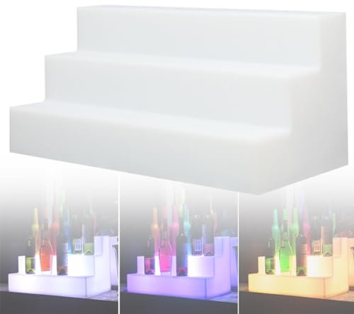 3 Tier LED Bottle Display Stand, Colorful Changeable Illuminated Bar Wine Drinks Bottle Shelf Lighting Stand for Home Commercial Bar Party with RF Remote Control