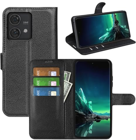 Wigento Für Motorola Edge 40 Neo Handy Tasche Wallet Premium Schutz Hülle Case Cover Etuis Neu Zubehör Schwarz