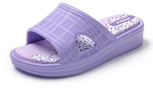 JOMIX Ciabatte Donna Estive Pantofole Gomma Zeppa Morbide Leggere Comode da Casa Mare Spiaggia SD9216 Viola, 38