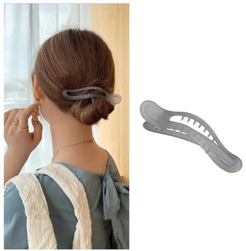 Dervivea Grandes Pinzas De Pelo De Cocodrilo Mate Pinza De Pico De Pato Hairclaw Francés Acrílico Pinza De Pelo Pasador Gris Azul Plástico Plano Pinza De Pelo Minimalista Cola De Caballo Hairclip