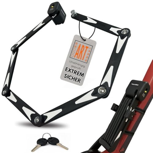 Maxx-Locks Fahrrad Faltschloss - Unabhängig geprüft von der Stiftung ART - Fahrradschloss für E-Bike mit hoher Sicherheit - Mit ART 2 Prüfsiegel - 95 cm Bike Schloss mit Halterun