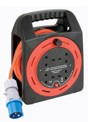 16A Plug to 4 13A SOCKETS Camping Caravan Tent Mains Hook UP EXT Cable Reel 15M