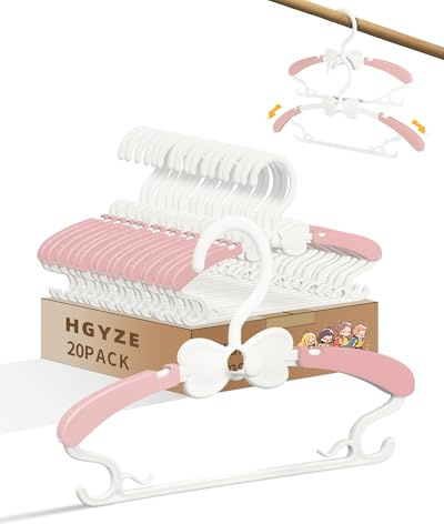 HGYZE Cintres pour vêtements de bébé pour placard, cintres réglables pour bébé de 0 à 12 mois, lot de 20 cintres extensibles pour tout-petits pour filles, cintres antidérapants pour chambre d'enfant