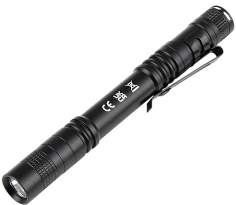Gments Small Torches LED Super Bright with Clip Mini Flashlight Pocket 220 Lumens Pen Torches Light Waterproof for Hiking Camping Hunting Fishing Repair Work, 2 AAA Battery Powered [not Included]