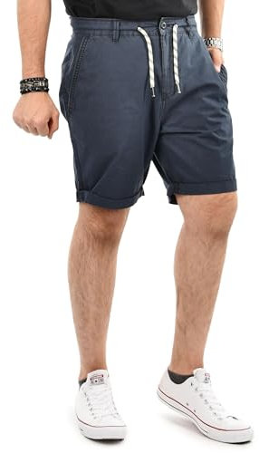 Indicode Herren Kurze Hosen (S-5XL) Regular Fit - 100% Baumwolle, Leichte, Atmungsaktive & Luftige Sommer Shorts Männer, Kordelzug - B795 Blau X-Large