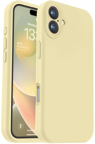Vooii Compatible with iPhone 16 Case, Liquid Silicone Upgrade [Camera Protection] [Fit for Battery Charger Cases] Shockproof Phone Case for iPhone 16 6.1 inch - Creamy Yellow