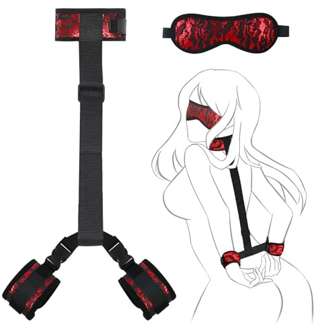 Sex Toýs Femme Couple BDSM Menottes Sex Lit SM Kits de Bondage Menottes Sexy Érotique Jouets Sexuels Jeux Sexuelle Adulte Couple Sextoys Couple Plaisir (Rouge)