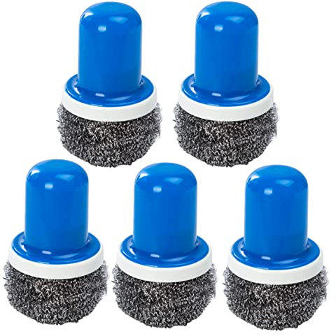 HBALDTEDC Steel Metal Scourers, 5pcs Pot and Pan Cleaning Brush Stainless Steel Scourers(Blue)