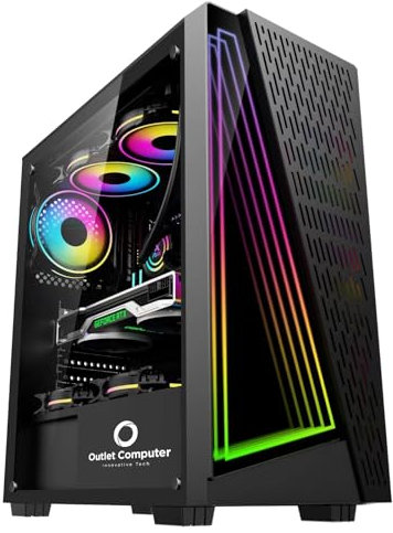 Computer Fisso da Gaming, Ryzen 9, RAM 64GB, SSD 1TB, RTX 5050 8GB GDDR7, Windows 11 PRO, WiFi USB, HDMI e VGA, Wireless, per Ufficio, Internet, Scuola