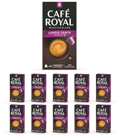 Café en Capsules Aluminium - Café Royal Pro | 10 x 10 soit 100 Dosettes - Saveur Lungo Forte - Compatibles avec les Machines à café Nespresso®* Alu à usage Domestique