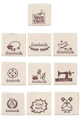 Handmade Stoff Labels, Labels Tags Stoff, Etiketten,Textiletiketten Kleideretiketten Handmade Etiketten Nähen Handgefertigtes Etikett Handmade Stoffetiketten (200PC)