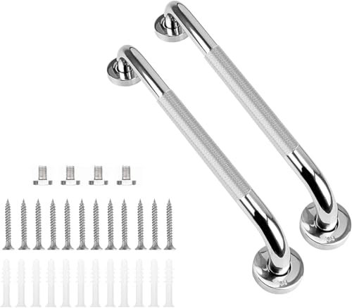 supregear 2 Pack Bathroom Grab Bar Rail, 10 inch Anti Slip 304 Stainless Steel Shower Safety Handle, Disability Auxiliary for Toilet Handicap Elderly Senior Assist, 25 cm