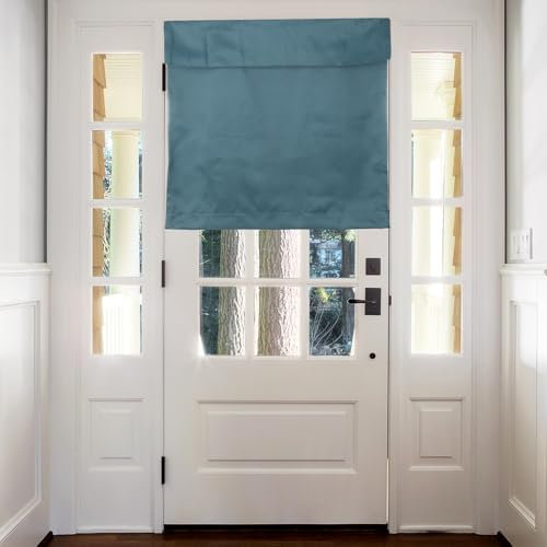 sourcing map Blackout Door Curtains, French Side Door Window Curtain for Privacy, Glass Patio Front Doors Sidelight Tie Up Shade, Indigo Blue, 26 x 28, 1 Panel