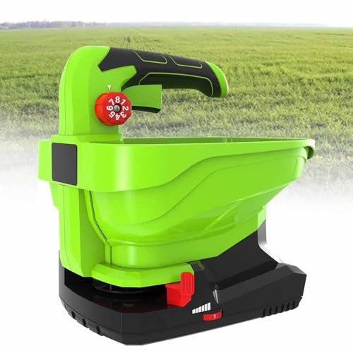NVYAZJ 3.3L Handheld Electric Seeder, Cordless Fertiliser Spreader, 2.0Ah Battery Powered, 8 Spreading Rates, Adjustable Scatter Width for Grass Seed, Salt and Grit