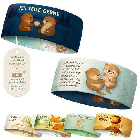 Stirnband Kinder mit Tiermotiv – 2–8 Jahre, 48–55 cm | Dünnes Kinder-Stirnband mit Tiermotiv für etwa 2–8 Jahre und 48–55 cm Kopfumfang