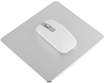 Ticfox Tapis de Souris en Aluminium, Tapis de Souris en Métal Antidérapant Double Face, étanche, Résistant aux Rayures, pour Bureau au Bureau, Office Home Gaming (180 x 160 MM, Argenté)