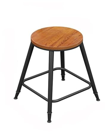 CHENGAIJIAN Barhocker Barhocker mit Holzsitz und Eisenbeinen, Vintage-Hochstuhl ohne Rückenlehne(XL)