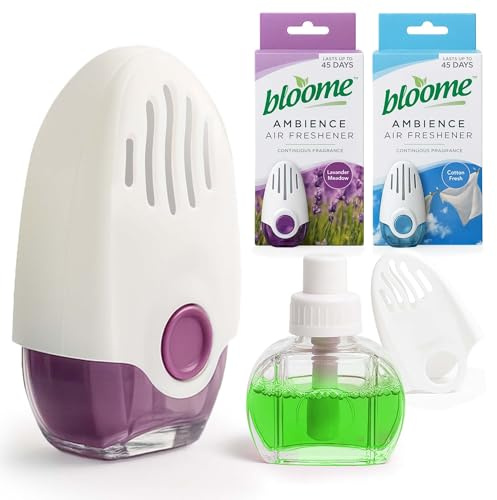 Bloome 2pk Assorted Ambience Air Fresheners for Home - Tropical Coconut, Cotton Fresh and Lavender Meadow, Kitchen Odour Eliminator, Room Smell Freshner, Long-Lasting Bathroom Scent Diffusers (2×75ml)
