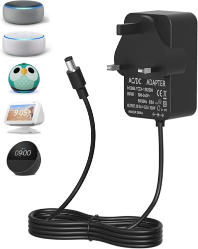 15W Netzteil Compatible with Echo Dot(3/4/5 Gen), Echo Dot mit Uhr(3/4/5 Gen), Echo Dot Kids Edition(4/5 Gen), Echo Show 5(1/2 Gen), Echo Spot, Fire TV Cube, 12V/1.25A Ladegerät Netzadapter (Weiß)