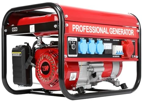 ISINEVER Stromgenerator Benzin 7,5 PS 3000W Dauerleistung 6500W Max Notstromaggregat 4-Takt OHV Motor mit AVR, 15L Tank, 3x 230V Steckdosen, Tragbar Leise für Haus Garage Werkstatt Baustelle