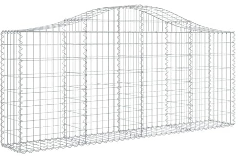 Foknhdi Lot de 3 gabions - Arche surélevée - 200 x 30 x 80/100 cm - En fer galvanisé - Pour jardin, escalier de fleurs et plate-bande surélevée - Durable - Design moderne pour terrasse, jardin