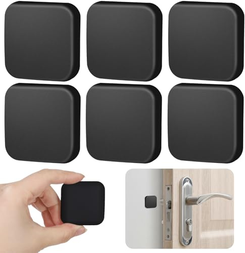 6 PCS Door Handle Stopper, Silicone Door Handle Protectors for Walls Doors | Door Wall Protector, Self-Adhesive Door Handle Stoppers for Bedroom Bathroom Wall Doors Protector, Black