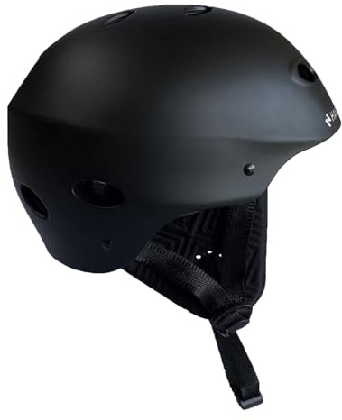 HANA Casque de Protection Nautique Unisexe | Wakeboard, Paddle, Kite, Kayak | Coque ABS & Mousse EVA | Molette de Réglage & Protège-Tympans Amovibles | Noir (60-62cm)