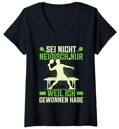 Damen Tischtennis Sprüche Lustig Tischtennisschläger T-Shirt mit V-Ausschnitt