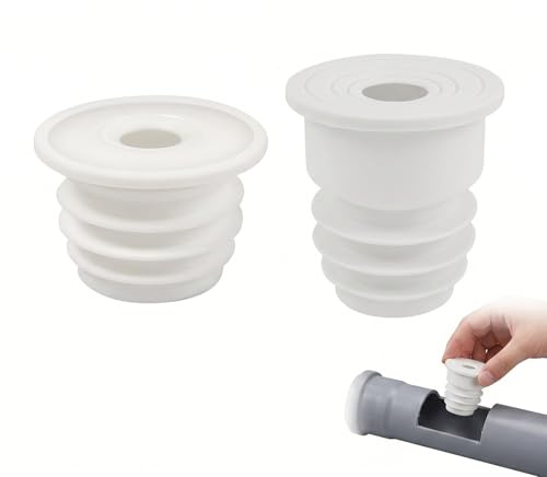 Set di 2 Guarnizioni per Tubo di Scarico Lavatrice e Lavastoviglie, Tappo Sigillante Antiodore in Silicone, Adattatore Universale 35-40mm e 45-50mm, Bianco