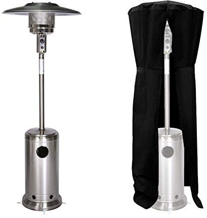 Happy Garden Parasol Chauffant Oslo - Chauffage d'extérieur au gaz INOX + Housse de Protection