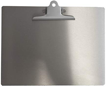 Teknomek Edelstahl Klemmbretter A4 Querformat | Legal Pad, Menüschreibblock, Büro-Organizer | glatt - 365 x 236 mm