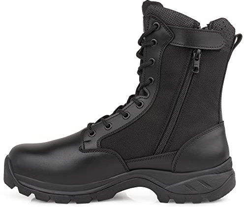 LUDEY Stivali Militari Cerniera Uomo Stivali Tattici Stivali Combattimento Stivali Escursionismo Anfibi Militari Uomo Scarpe da Trekking IDS 928-Nero 38 EU