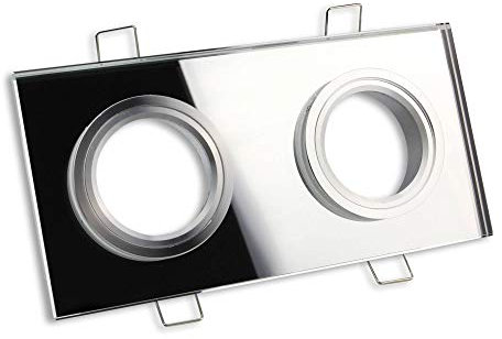 Einbaustrahler Rahmen klar zwei-flammig eckig aus Glas flach - Einbaurahmen für GU10 MR16 Leuchtmittel - 2er Einbau-Spot Strahler Einbauleuchte