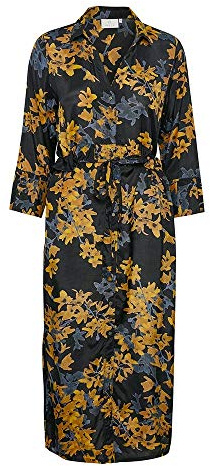 KAFFE Damen Kaffe Women's Shirt Dress Printed Maxi Length Long Sleeves V-Neck Regular Fit Kleid (1er Pack)