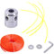 Anyasen Cabezal Desbrozadora Cuerda de Aluminio Cabeza Cortadora de Césped Cabeza Hilo de nylon Hilo Desbrozadora con 4 Hilo (2,4 mm, amarillo) y 15 m Hilo de Repuesto (3,0 mm, naranja, cuadrado)