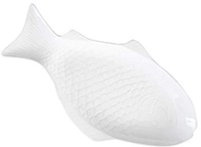 Assiette à Poisson en céramique Blanche 15 cm en Forme de Poisson Plat à goûter Apéritif Plateau de Service pour déjeuner dîner