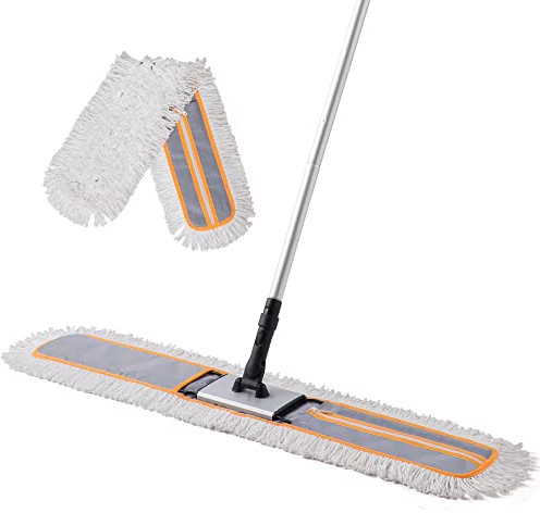 CLEANHOME 36” Commercial Dust Mop for Hardwood Floor Cleaning, Heavy Duty Push Broom Mop Hotel Company Household Cleaning Supplies for Hardwood, Tiles, Marble,Vinyl Plank Floors Cleaning