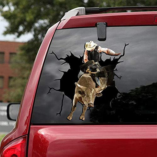 Adesivi per auto Bull Riding Realistic Bull Stickers Pack 2 pezzi 20,3 x 20,3 cm – Ocean Gifts divertenti adesivi e decalcomanie per auto, Crack Window Stickers per camion, SUV, RV Serie 01