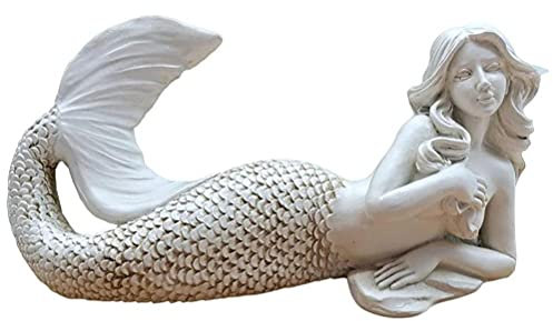 WINBST Meerjungfrau Statue,Meerjungfrau PrinzessinMythologie Garten Ornamente,Dekoration für Zuhause Garten Pool Teich Pflanztopf Bücherregal Ecktisch 17x6x9cm