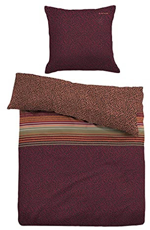 TOM TAILOR 0067633 Bettwäsche Garnitur mit Kopfkissenbezug Satin 1x 155x220 cm + 1x 80x80 cm, cherry red