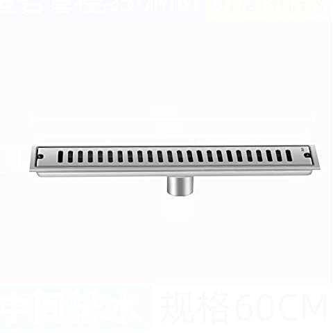 Edelstahl Duschrinne Bodenablauf 20-100cm kann auswählen Duschablauf Klassisches Geruchsverschluß Badablauf extra flach Ablaufdeckel für Badezimmer, WC, Garten, Outdoor (60cm)