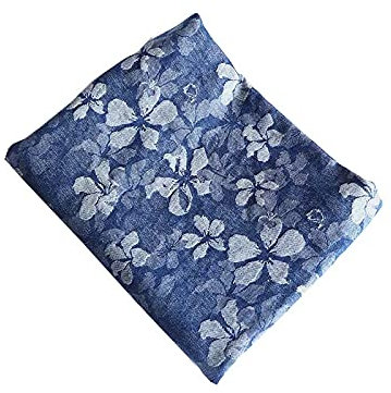 Tissu jean Tissu de Jeans en Jacquard de Fleurs de Coton Après Avoir Lavé le Tissu en Denim Extensible Matériel de Couture pour Coudre Pantalons, Robes, Shorts et Bricolag(Size:0.5 m,Color:Bleu)