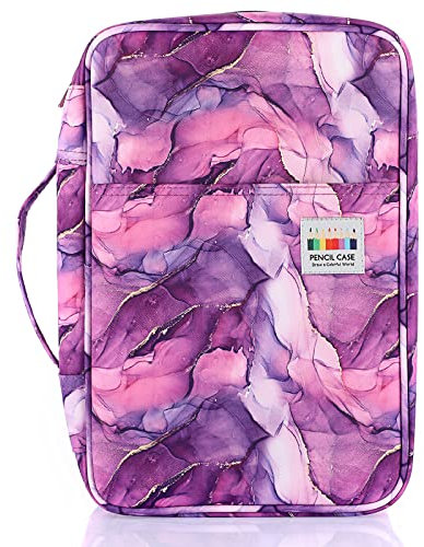 SUMTree Trousse de Crayon de Couleur pour 300 Crayons ou 204 Feutres Grande Capacité Sac à Crayons pour l'école et Bureau avec Grande Capacité (Violet)