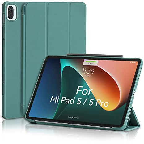 MuyDoux Funda para Xiaomi Mi Pad 5/5 Pro 11 Pulgadas 2021, Tapa Frontal Lisa y Cubierta Trasera Suave, Auto Sueño/Estela, Carcasa Ligera y Delgada para Mi Xiaomi Pad 5/5 Pro 5G, Verde Pino