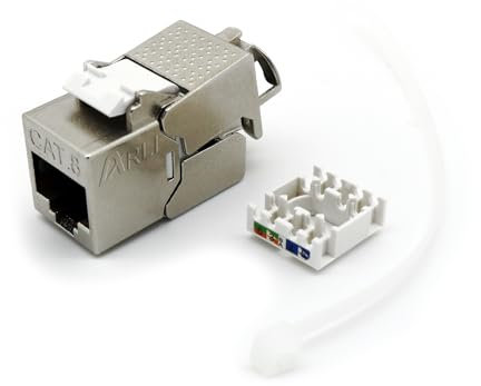 ARLI Cat8 Keystone Cat.8.1 Keystone Jack RJ45 Buchse Modul 2000 MHz 40Gbit vollgeschirmt werkzeuglos für cat 8.1 STP Netzwerkkabel Einbaubuchse Patchpanel Verlegekabel Patchfeld Ethernet Anschluss