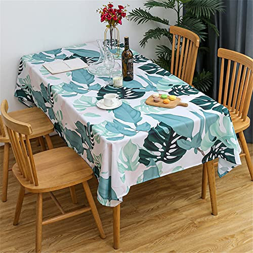 Chickwin Grüne Tropische Tischdecke Abwaschbar Rechteckig Tischdecke Wasserdicht Lotuseffekt Leicht Polyester Pflegeleicht Picknick Outdoor Gartentisch Tischdekoration (100x140cm,Monstera)