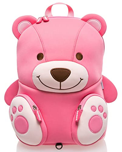 Pandana Großer Kinderrucksack Bella Bär mit Brustgurt für Mädchen im Kindergarten oder Kita aus isolierendem atmungsaktiven Neopren