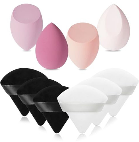 MAGIMODAC Gesicht Puderquaste Make Up Schwamm Dreieck Makeup Schwämmchen Waschbar Wiederverwendbar Kosmetik Makeup Sponge Set(Rosa)
