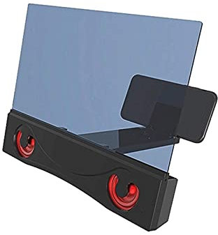 QHYXT Handy-Bildschirmlupe Handy-Bildschirmlupe 12-Zoll-3D-Bluetooth-Lautsprecher Film-Video-Verstärker Optischer Zoom Handy-Bildschirmlupe mit Freisprechfunktion (Color : B ((Black)