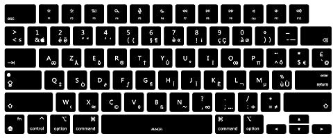 MiNGFi Protection Clavier Silicone Français AZERTY pour MacBook Pro/Max 14/16 M1-M4(A3112 A3401 A3185 A2485 A2780 A2991 A3403 A3186) Air 13,6/15,3 M2-M4 A3113 A3240 A2941 A3114 A3241 US/ANSI - Noir
